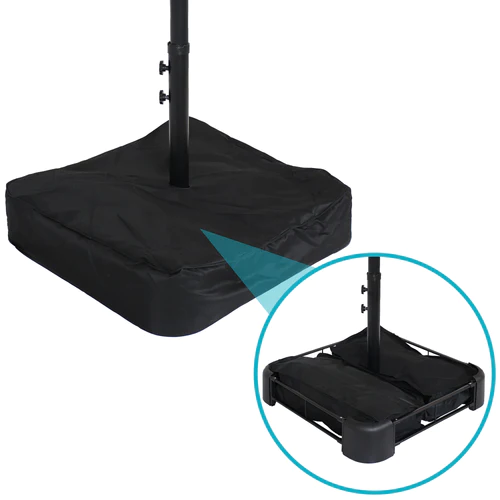 Sunnydaze 15' Double-Sided Outdoor Patio Umbrella with Sandbag Base - Gray - Image 2