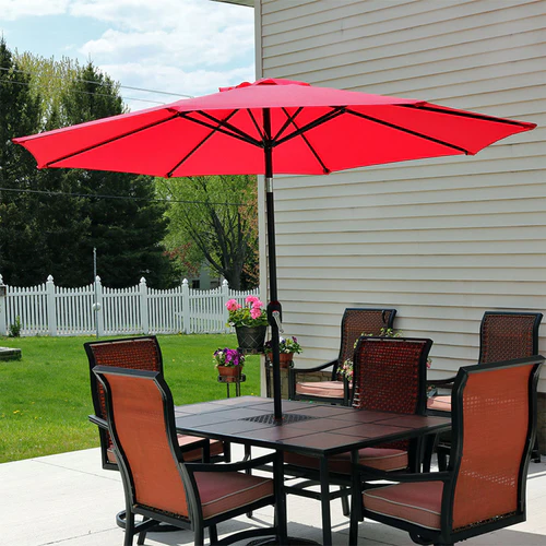 Sunnydaze Aluminum Patio Umbrella with Tilt & Crank - Red - 9-Foot - Image 4