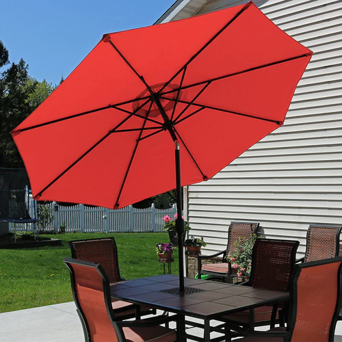 Sunnydaze Aluminum Patio Umbrella with Tilt & Crank - Red - 9-Foot - Image 5