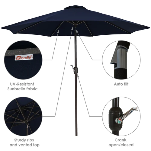 Sunnydaze Aluminum Sunbrella Patio Umbrella - Navy Blue - 9-Foot - Image 5