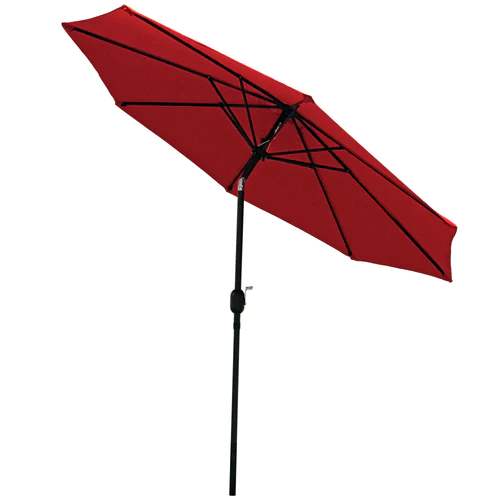 Sunnydaze Aluminum Patio Umbrella with Tilt & Crank - Red - 9-Foot - Image 6