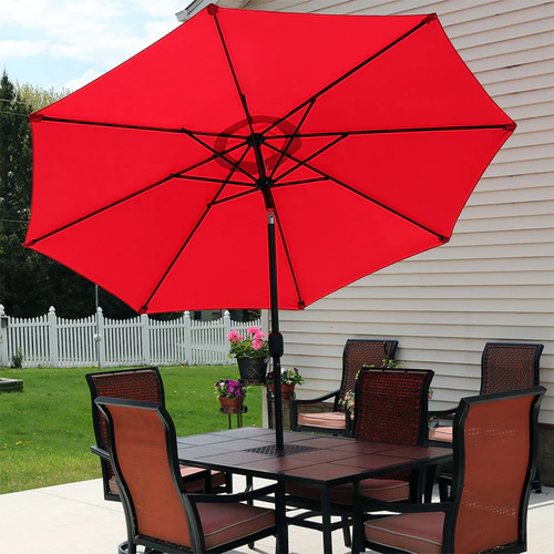 Sunnydaze Aluminum Patio Umbrella with Tilt & Crank - Red - 9-Foot - Image 8