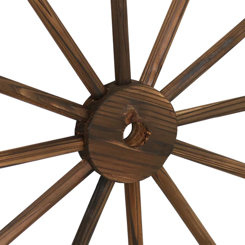 Outdoor Fir Wood Wagon Wheel - Burnt Finish - Image 2