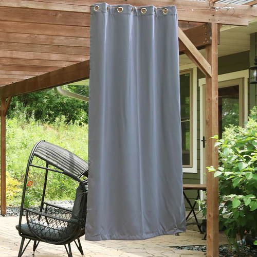 2 Indoor/Outdoor Blackout Curtain Panels with Grommet Top - 52 x 96 in (1.32 x 2.43 m) - Gray - Image 2