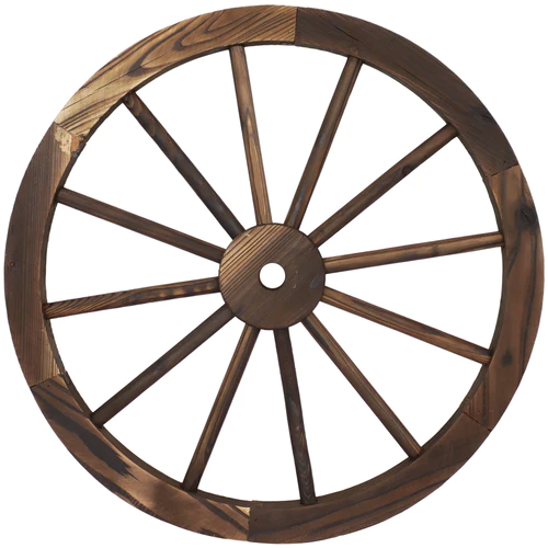 Outdoor Fir Wood Wagon Wheel - Burnt Finish - Image 3