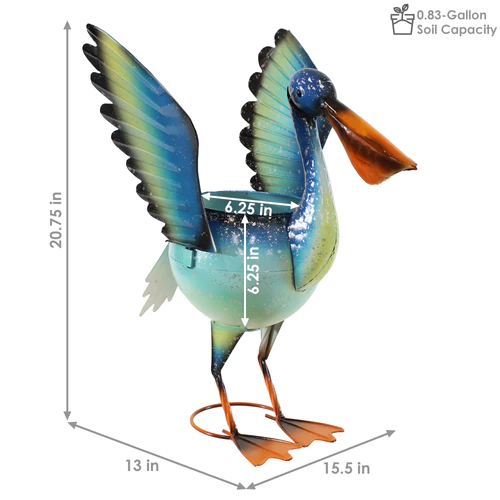 Pierre the Flying Pelican Metal Statue - Image 3