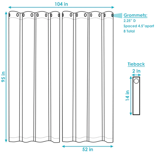 2 Indoor/Outdoor Blackout Curtain Panels with Grommet Top - 52 x 96 in (1.32 x 2.43 m) - Gray - Image 6