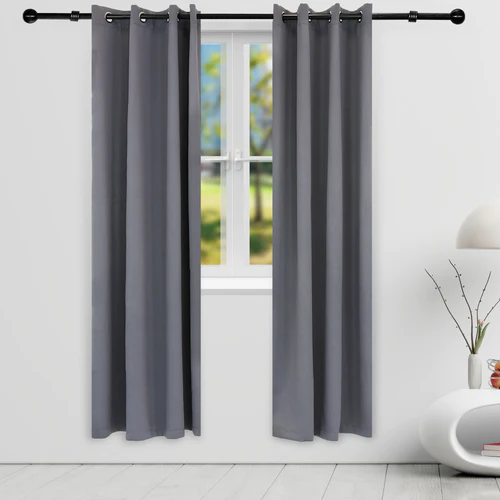 2 Indoor/Outdoor Blackout Curtain Panels with Grommet Top - 52 x 96 in (1.32 x 2.43 m) - Gray - Image 7