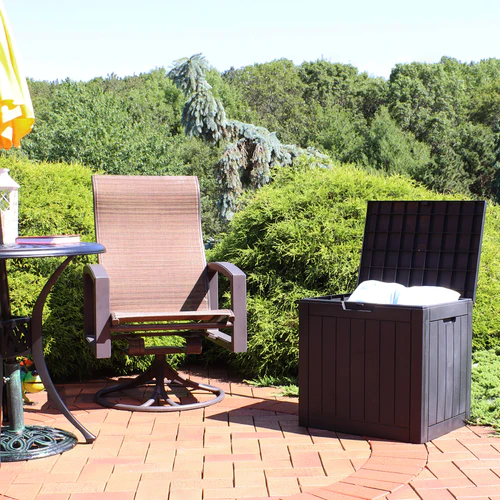 Faux Wood Design Outdoor Storage Box with Tabletop - Phantom Gray - Image 4