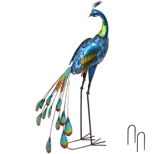 Peacock Metal Outdoor Garden Statue - 2 Statues - Image 11