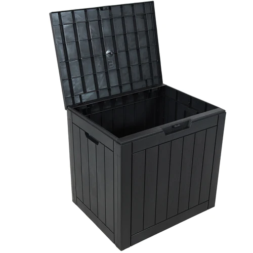 Faux Wood Design Outdoor Storage Box with Tabletop - Phantom Gray - Image 7