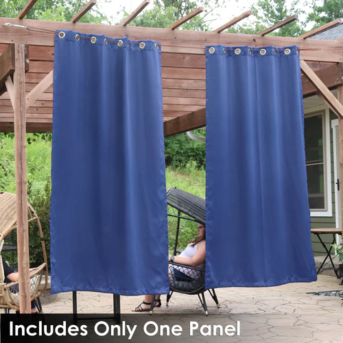 2 Indoor/Outdoor Blackout Curtain Panels with Grommet Top - 52 x 96 in (1.32 x 2.43 m) - Blue - Image 9