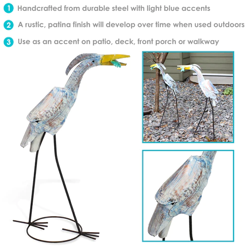 Sunnydaze 2 Gilligan Crane Metal Statues - Image 6