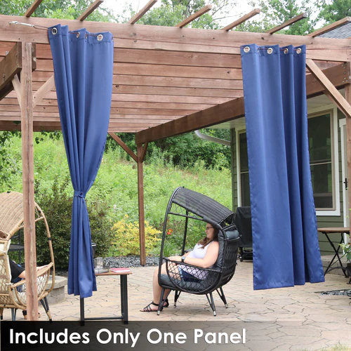 2 Indoor/Outdoor Blackout Curtain Panels with Grommet Top - 52 x 96 in (1.32 x 2.43 m) - Blue - Image 11