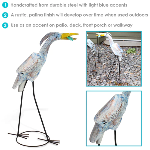 Sunnydaze 2 Gilligan Crane Metal Statues - Image 7