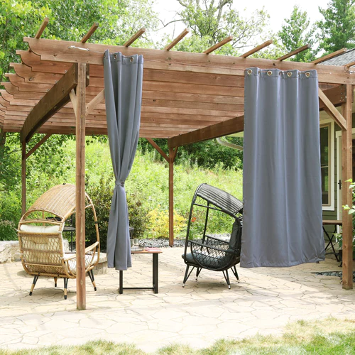 2 Indoor/Outdoor Blackout Curtain Panels with Grommet Top - 52 x 96 in (1.32 x 2.43 m) - Gray - Image 15