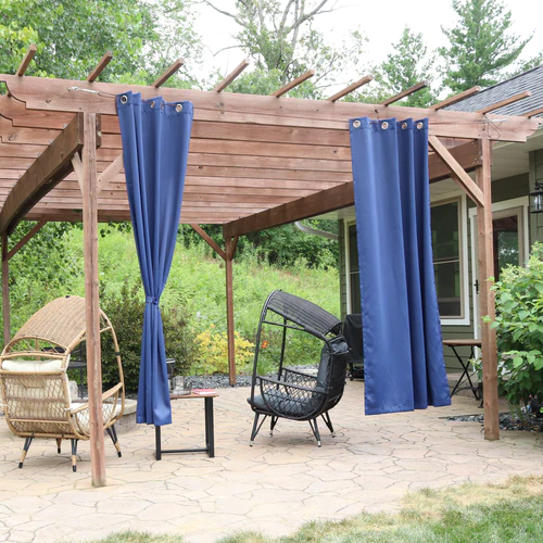 2 Indoor/Outdoor Blackout Curtain Panels with Grommet Top - 52 x 96 in (1.32 x 2.43 m) - Blue - Image 14