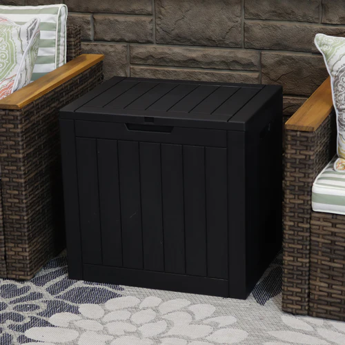 Faux Wood Design Outdoor Storage Box with Tabletop - Phantom Gray - Image 10