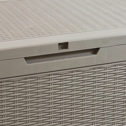 Faux Rattan Deck Box with Side Handles - Driftwood - Image 7