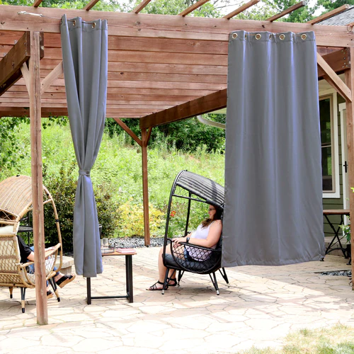 2 Indoor/Outdoor Blackout Curtain Panels with Grommet Top - 52 x 96 in (1.32 x 2.43 m) - Gray - Image 17