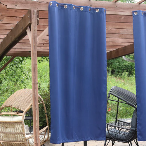 2 Indoor/Outdoor Blackout Curtain Panels with Grommet Top - 52 x 96 in (1.32 x 2.43 m) - Blue - Image 16