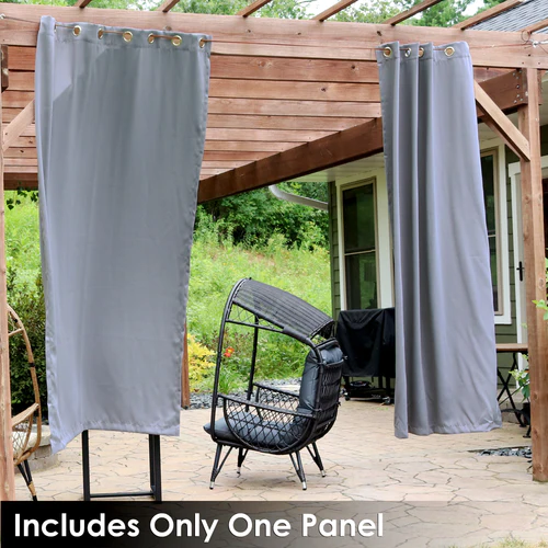 2 Indoor/Outdoor Blackout Curtain Panels with Grommet Top - 52 x 96 in (1.32 x 2.43 m) - Gray - Image 18