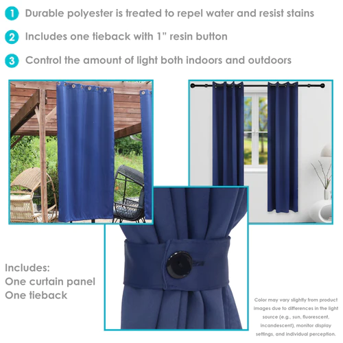 2 Indoor/Outdoor Blackout Curtain Panels with Grommet Top - 52 x 96 in (1.32 x 2.43 m) - Blue - Image 19