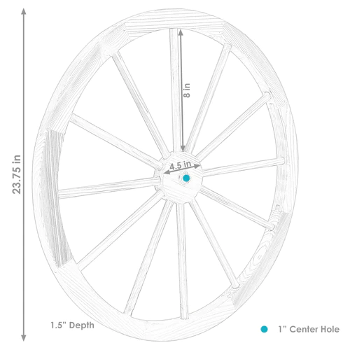 Outdoor Fir Wood Wagon Wheel - Burnt Finish - Image 6