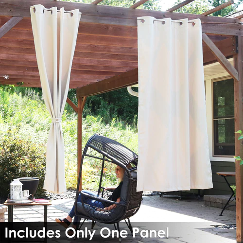 2 Indoor/Outdoor Blackout Curtain Panels with Grommet Top - 52 x 96 in (1.32 x 2.43 m) - Beige - Image 9