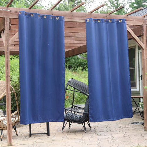 2 Indoor/Outdoor Blackout Curtain Panels with Grommet Top - 52 x 96 in (1.32 x 2.43 m) - Blue - Image 21