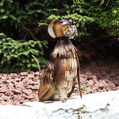 Sitting Dog Metal Outdoor Garden Statue - Image 7