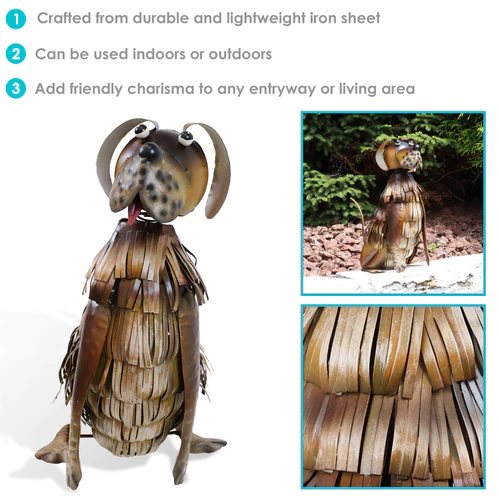 Sitting Dog Metal Outdoor Garden Statue - Image 9